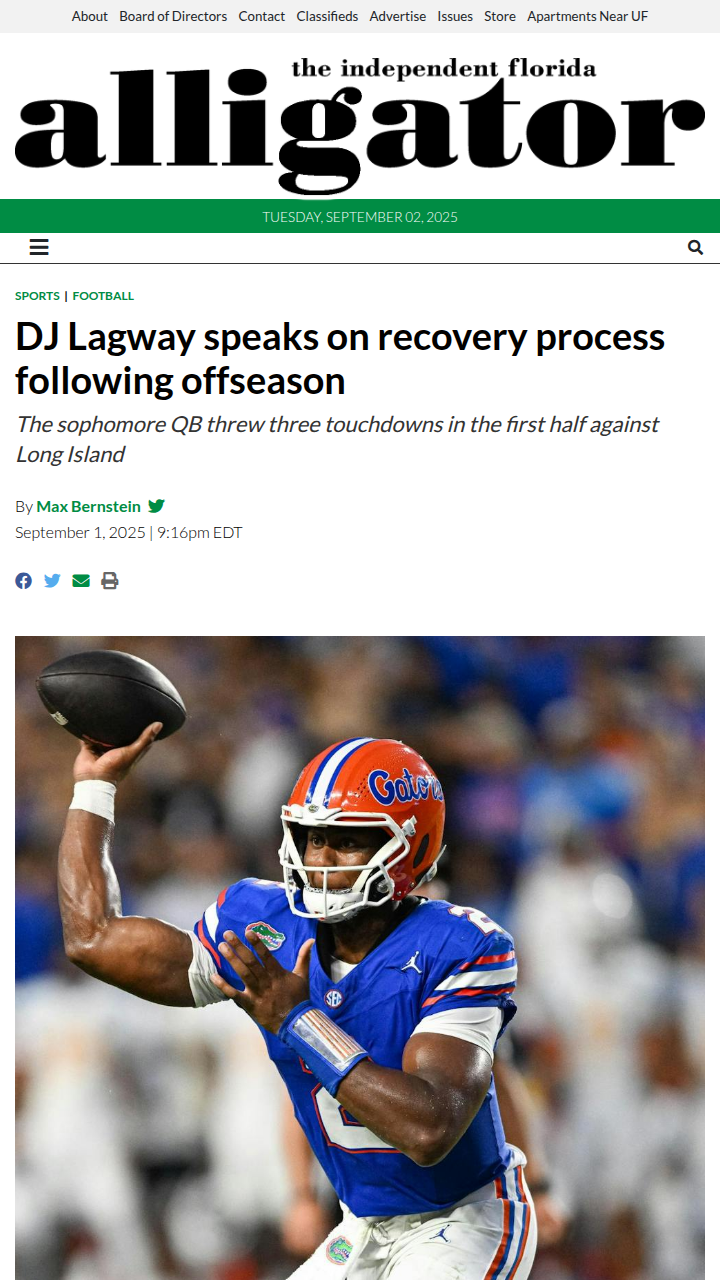 DJ Lagway’s comeback powers Gators
