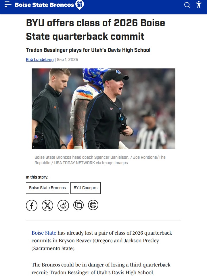 Cougars Target Broncos’ QB Commit Bessinger
