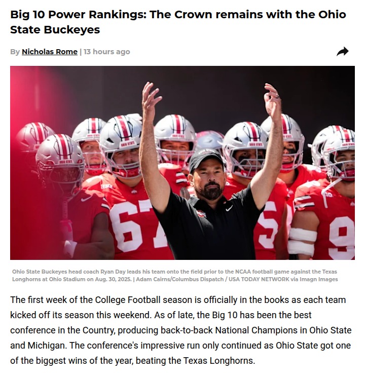 Buckeyes Still Rule the Big Ten After Texas Win