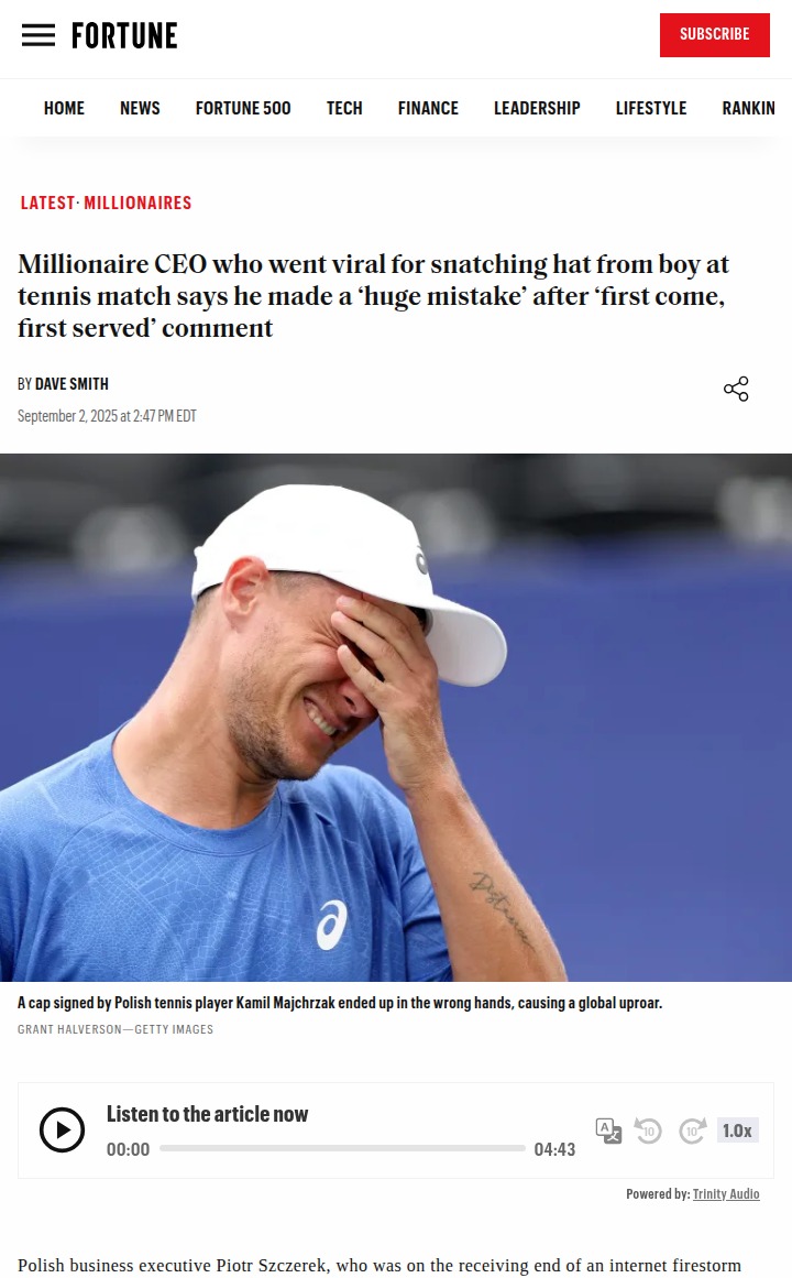 Piotr Szczerek’s US Open Hat Snatch Fallout