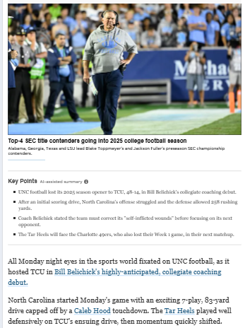 UNC football faces big test after tough loss