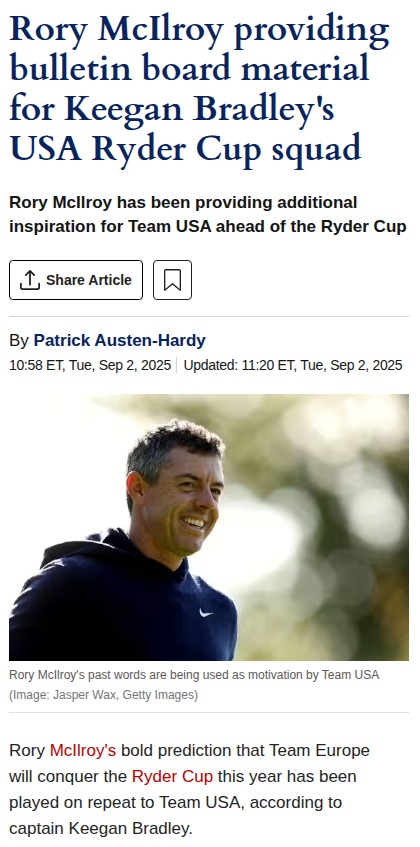 Rory Fires Up USA with Bold Ryder Cup Claim