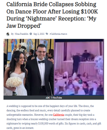 $100K wedding theft shocks Glendale community