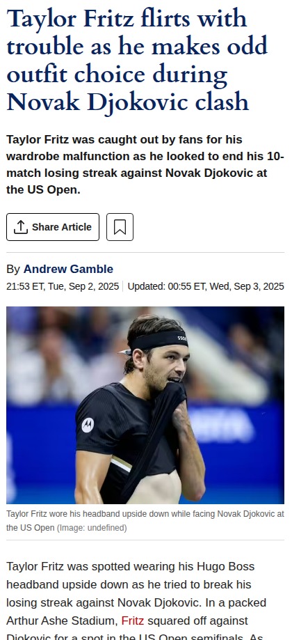 Fritz vs Djokovic: Upside-Down Headband Drama