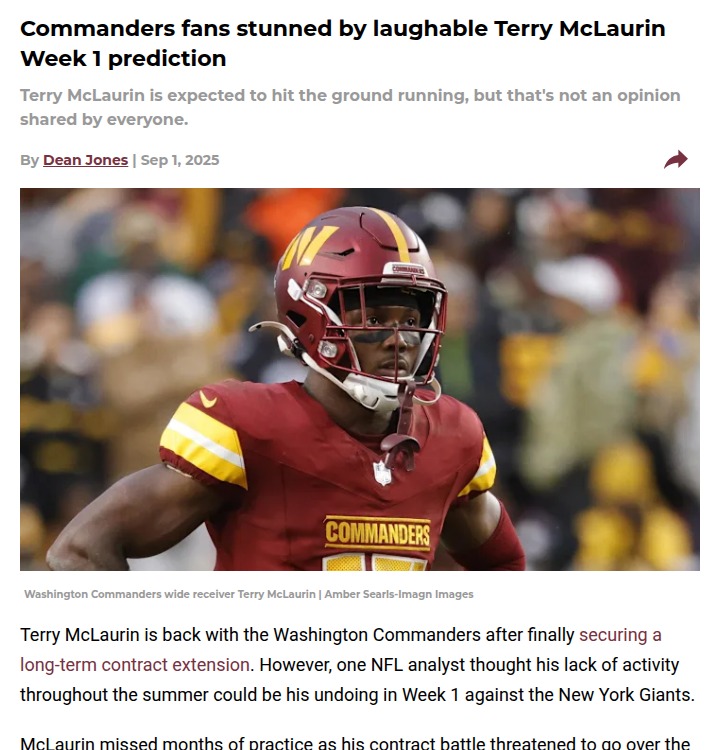 Commanders fans debate McLaurin’s Week 1 outlook