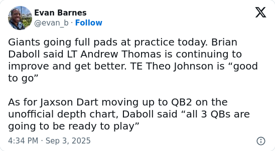 Andrew Thomas back in pads—Giants fans can breathe