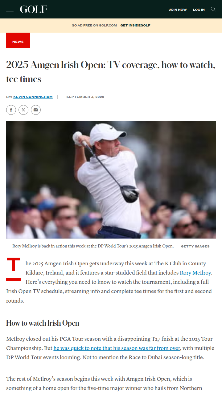 Rory Returns: Irish Open Showdown at The K Club