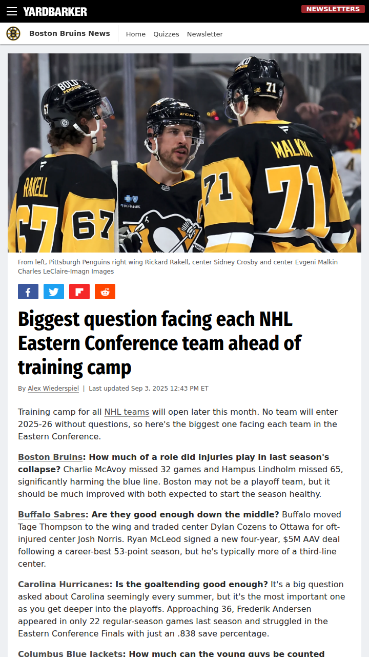 Which NHL East Rivalry Will Explode in Camp?
