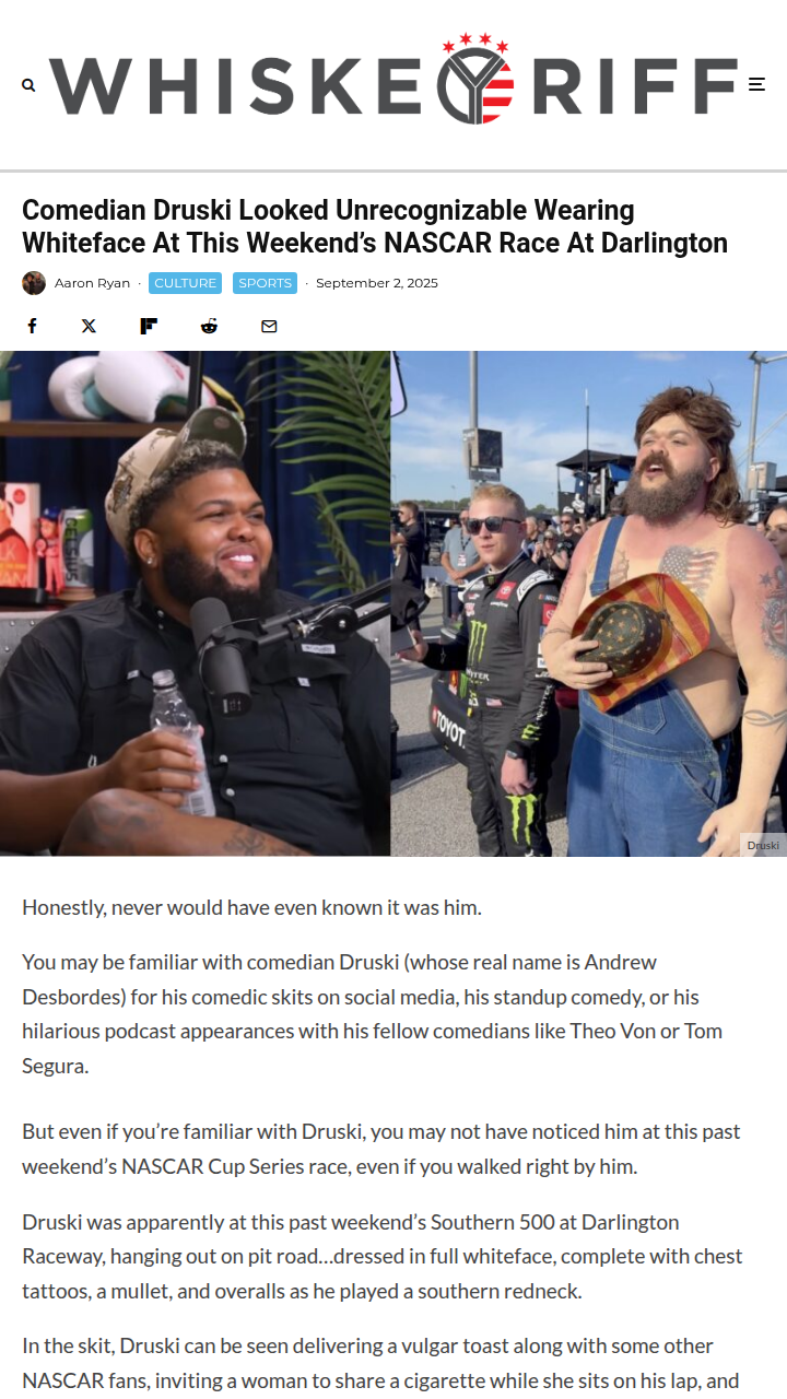 Druski’s wild NASCAR disguise has fans talking