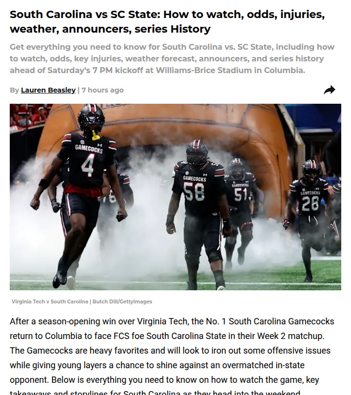 Gamecocks fans: What to watch for vs SC State
