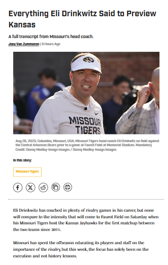 Mizzou vs Kansas: Rivalry returns to Faurot Field