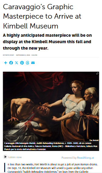 Caravaggio’s shocking masterpiece lands in Fort Worth