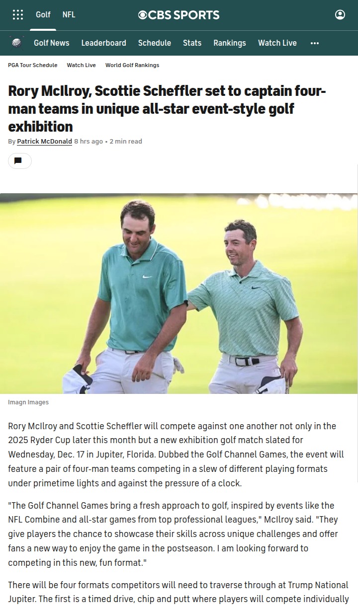 Golf’s all-star showdown: McIlroy vs Scheffler