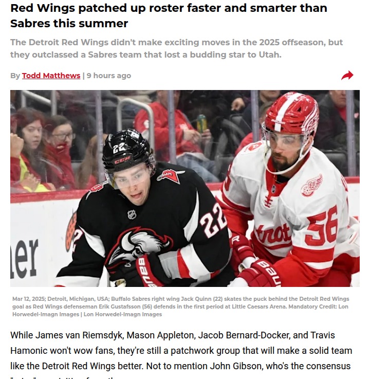 Wings Outmaneuver Sabres in Offseason Moves