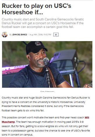 Darius Rucker could rock USC’s Horseshoe