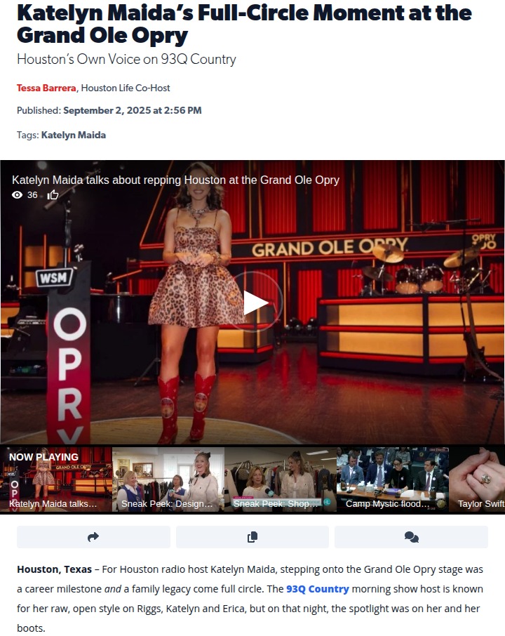 Houston’s Katelyn Maida honors family at Opry