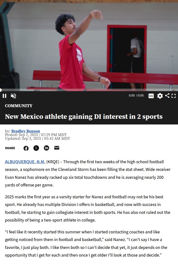 New Mexico’s Evan Nanez is turning heads in two sports