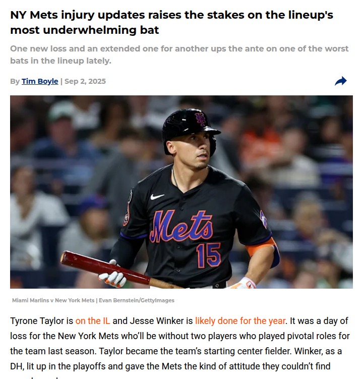 NY Mets lineup faces pressure as injuries mount