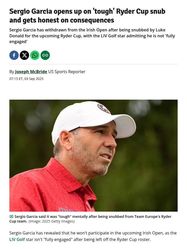 El Niño Left Out: Garcia’s Ryder Cup Heartbreak