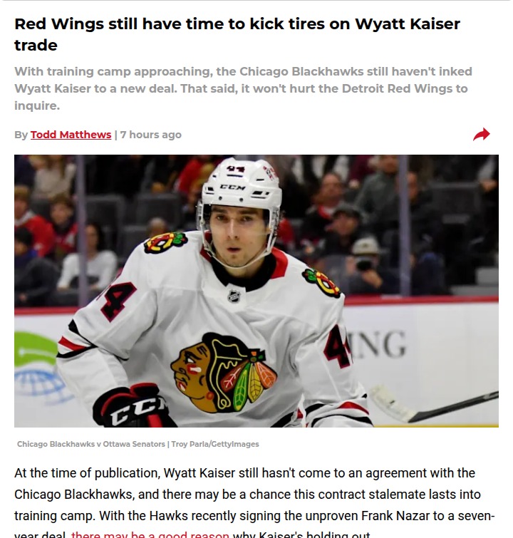 Should the Wings Go All-In for Kaiser?