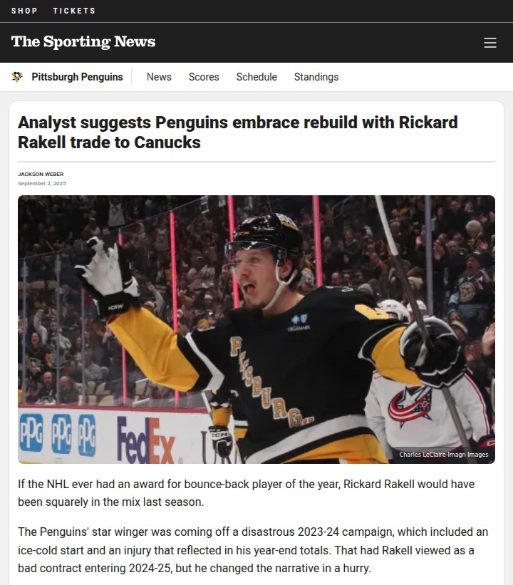 Should the Pens Cash In on Rakell Now?