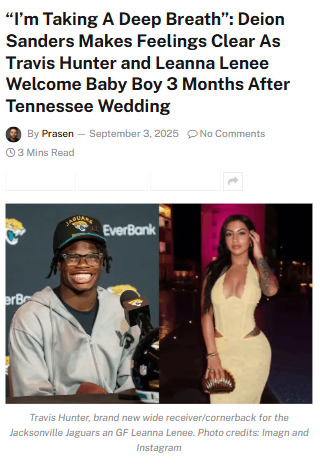 Deion Sanders Gets Real About Travis Hunter’s Baby News