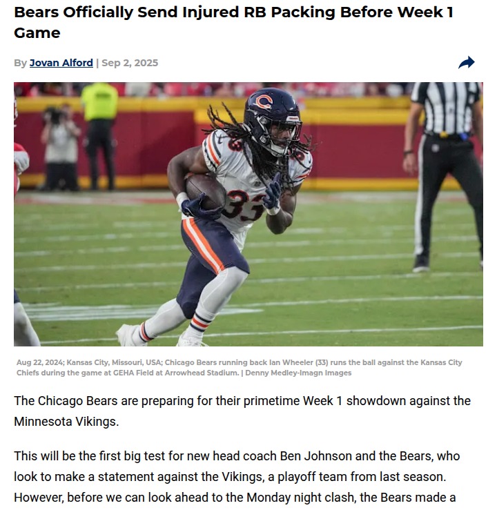Bears shake up roster before Vikings clash