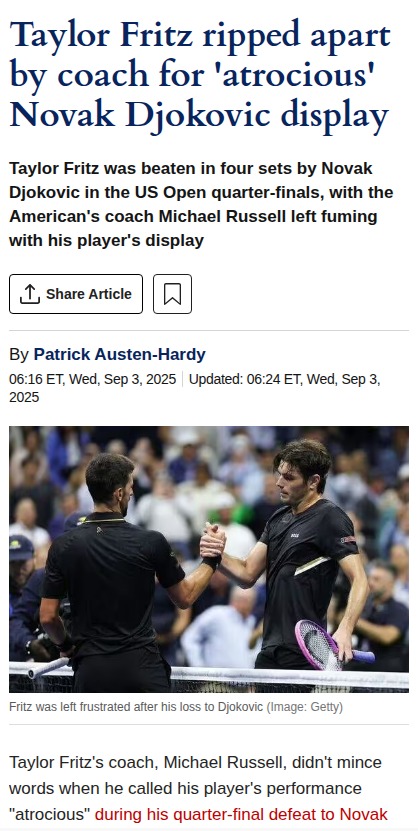 Fritz vs Djokovic: Coach's Brutal Truth Bomb