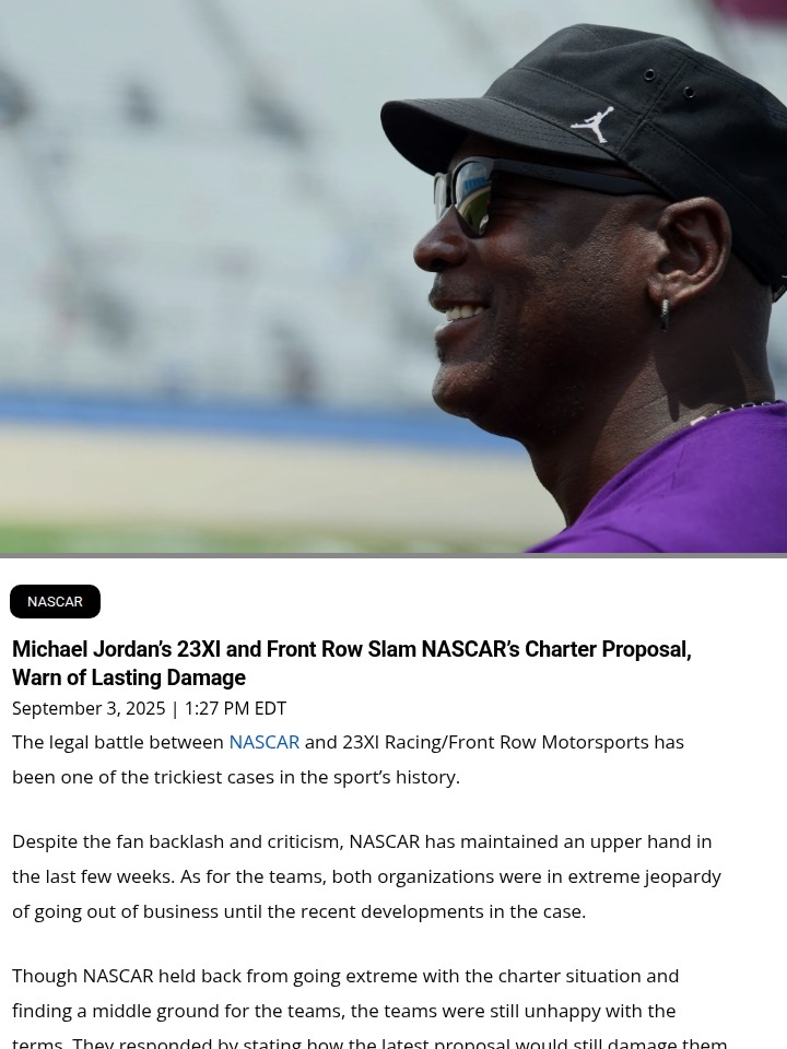 23XI & Front Row Fire Back at NASCAR Charter Drama