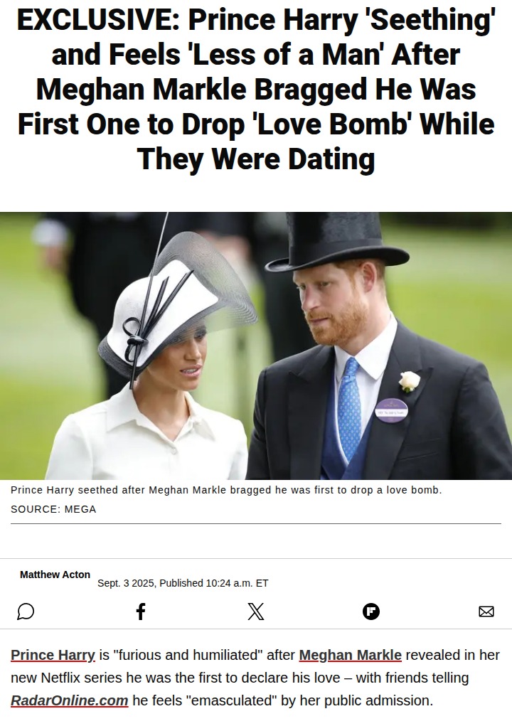 Harry 'Seething' Over Meghan's Love Bomb 💣