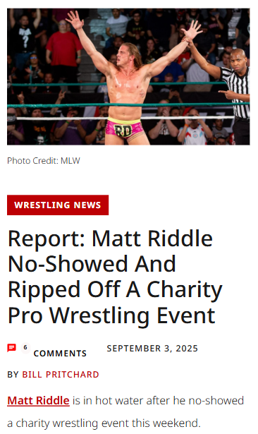 Matt Riddle No-Shows Charity Event—Again?