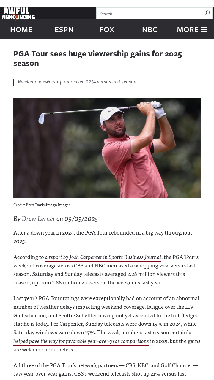 Scheffler’s Star Power Fuels PGA Tour Surge