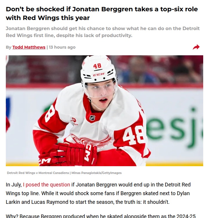 Could Berggren be Detroit’s next breakout star?