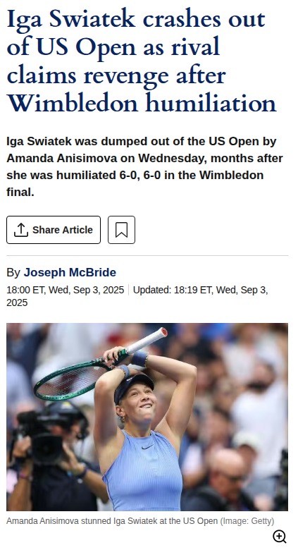 Anisimova Gets Her US Open Revenge on Swiatek!
