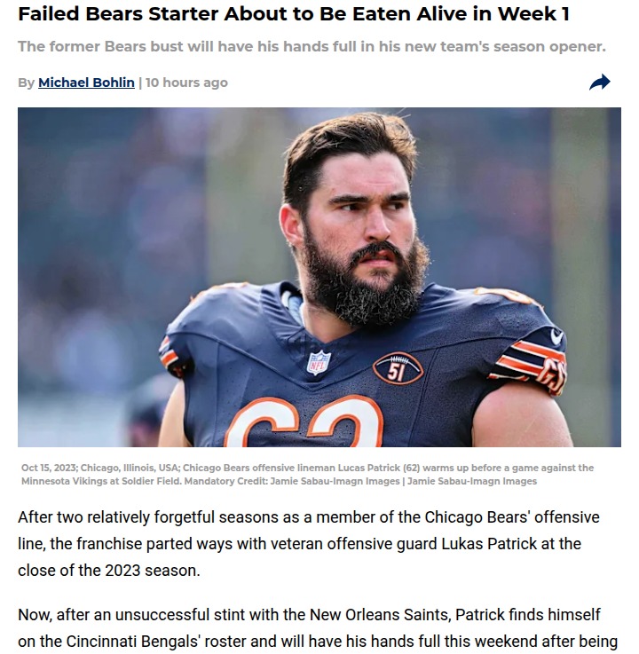 Chicago’s ex-OG faces brutal Bengals debut