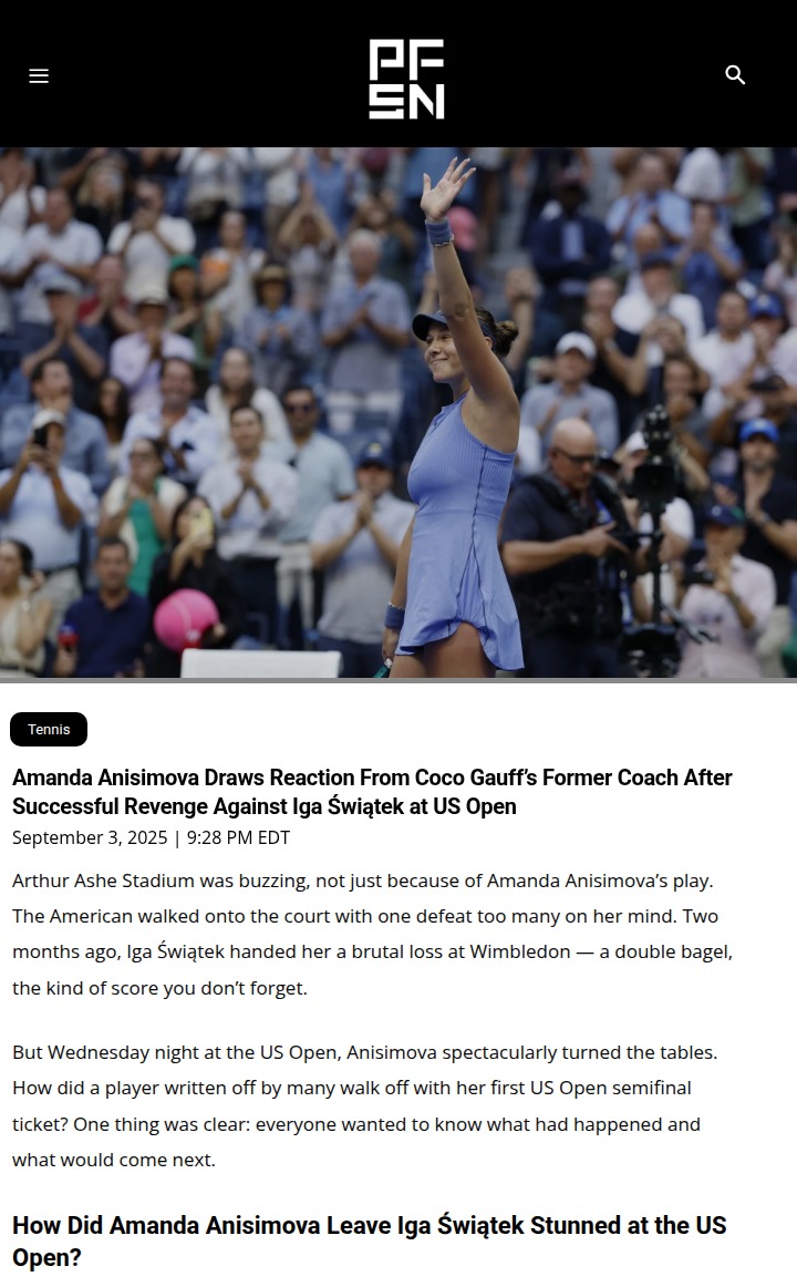 Anisimova’s Sweet US Open Revenge on Iga!