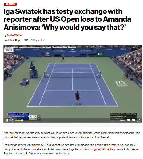 Swiatek vs Anisimova: Ashe Stadium Shock