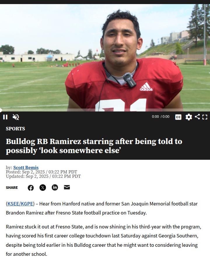 Hanford’s Ramirez proves doubters wrong at Fresno State