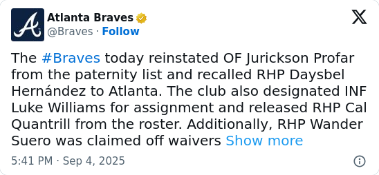 Braves shake up roster after Profar’s return