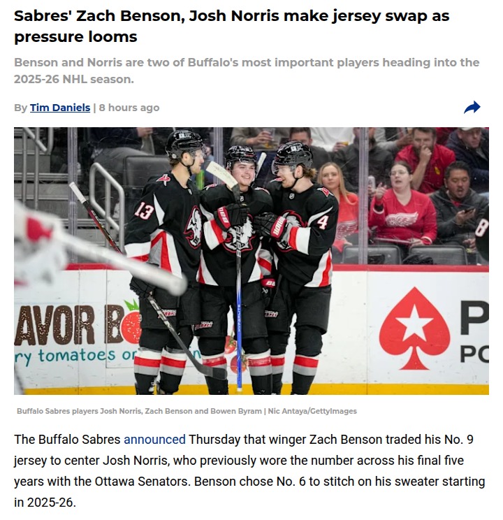 Sabres jersey swap hints at big changes