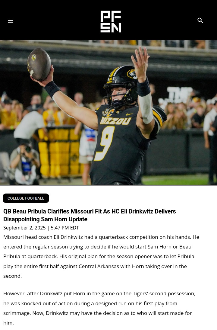 QB shakeup at Mizzou: Pribula steps up
