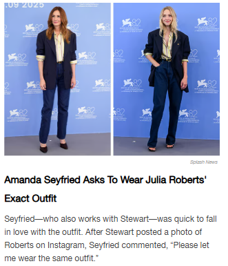 Julia Roberts & Amanda Seyfried’s Twinning Moment