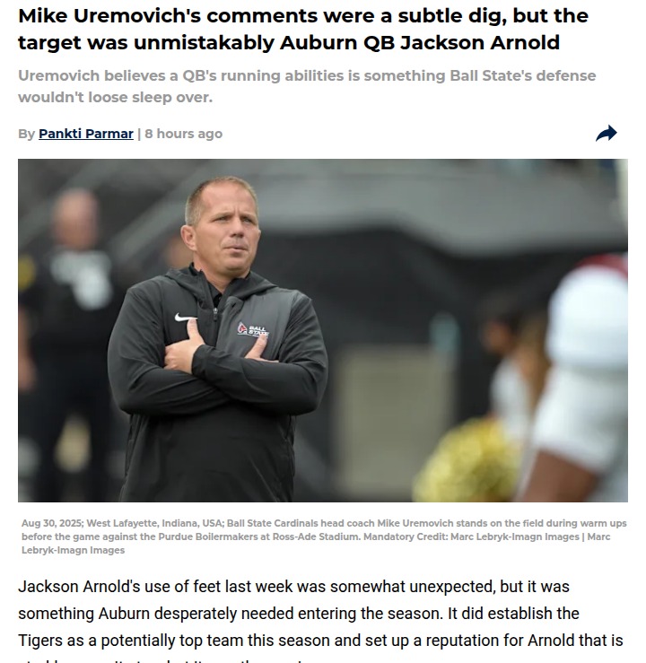 Auburn vs Ball State: Uremovich Throws Shade at Arnold