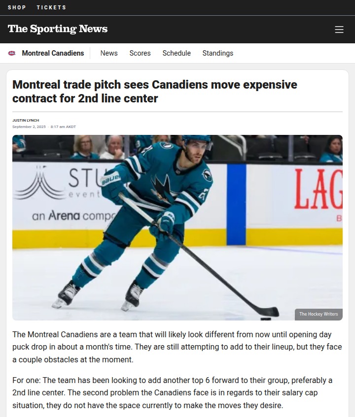 Habs’ Big Cap Move: Price Out, Wennberg In?
