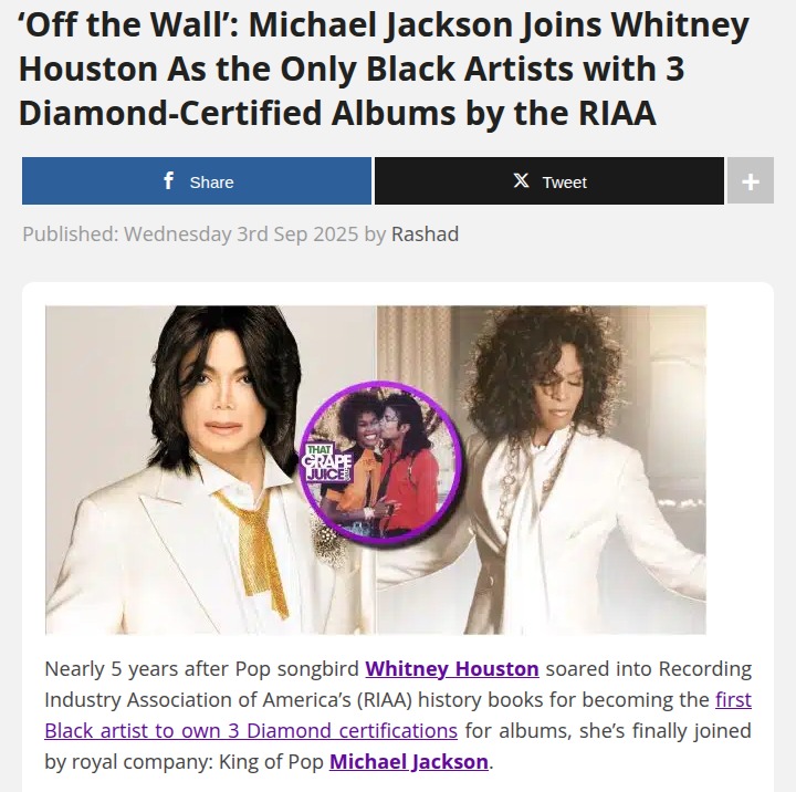 MJ Ties Whitney for Diamond Album Record! 🎤
