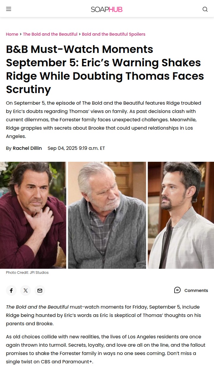 Eric’s Ultimatum 😱: Ridge & Thomas in Hot Water