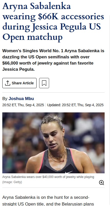 Sabalenka’s Bling Shines in Pegula Rivalry