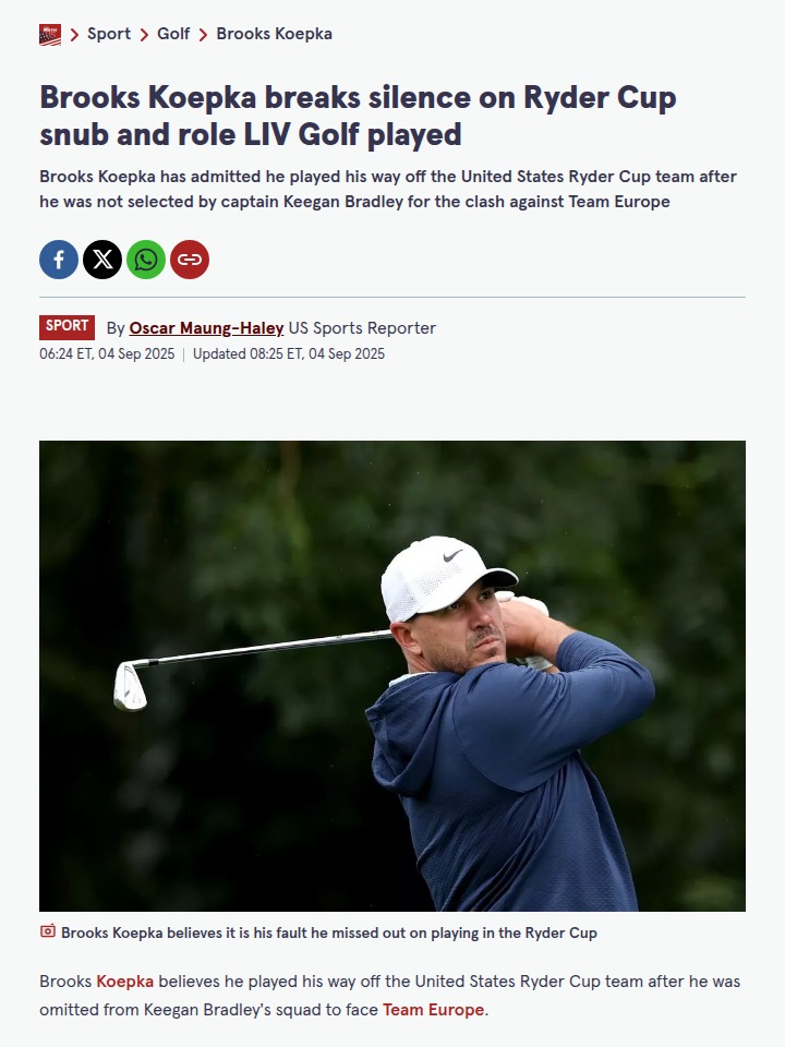Koepka Owns Up: Ryder Cup Miss & LIV Factor