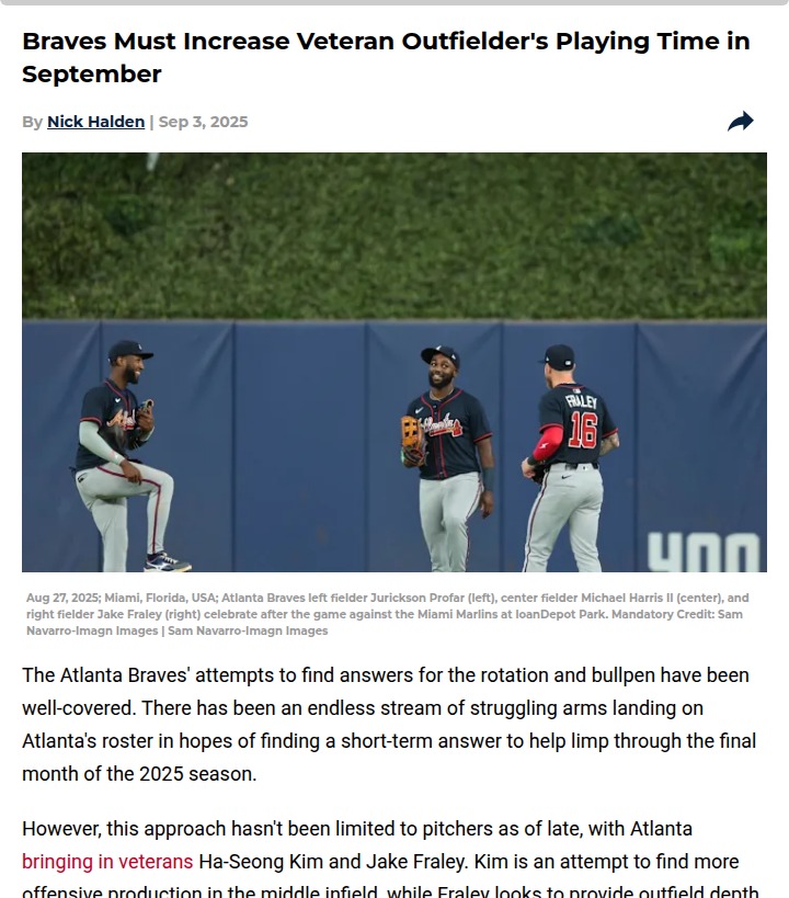 Braves fans: Fraley’s hot bat deserves a shot