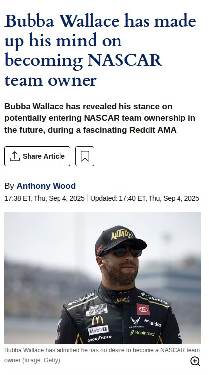 Bubba Wallace Shuts Down Team Owner Rumors